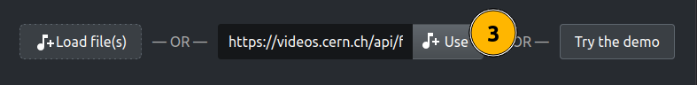 Screenshot showing the URL input