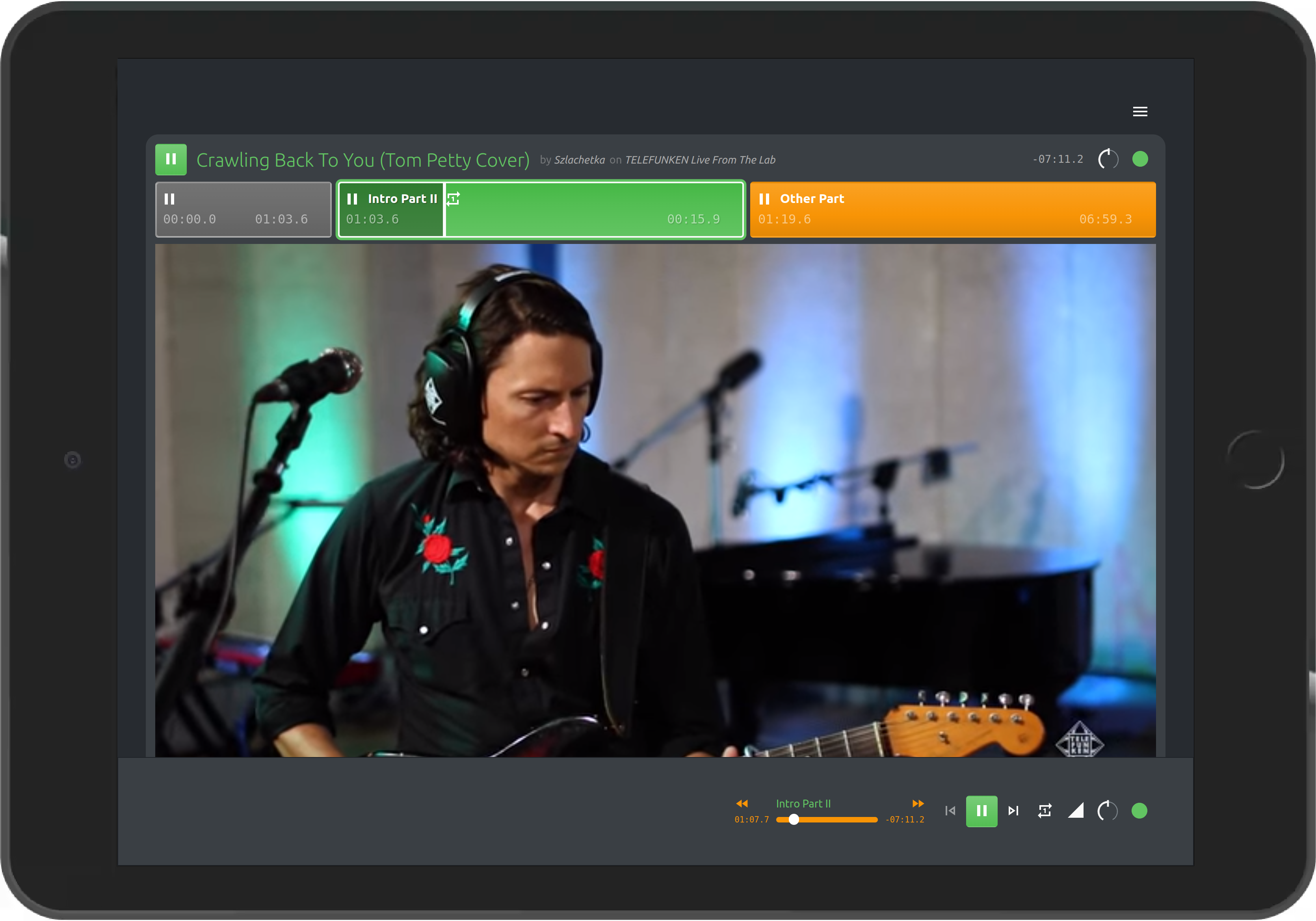 YouTube music video in a loop mode